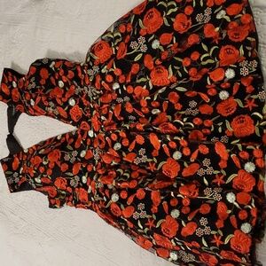 FASHION NOVA Women's aboridery sleeveless Open Back Mini Dress Black/Orange XL